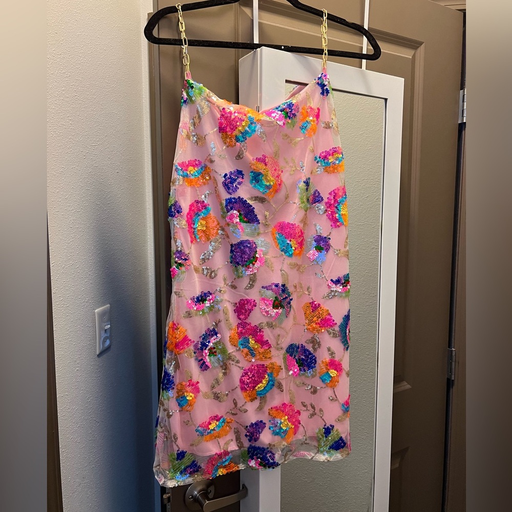 Sequin Dress with pink underlay size medium